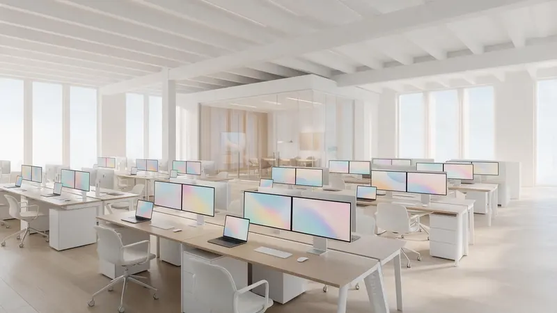 Larger open-plan office with many workstations